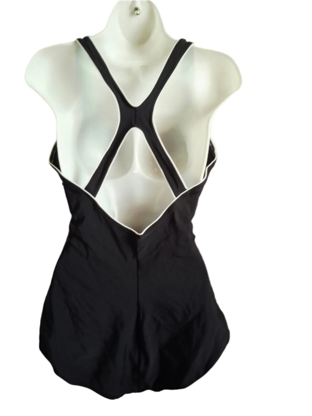 Speedo One Piece padded bra Swimsuit Black White Size XL beachwear sporty
